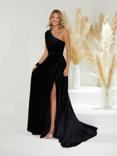 Asymmetrical Neckline Illusion A-Line Gown