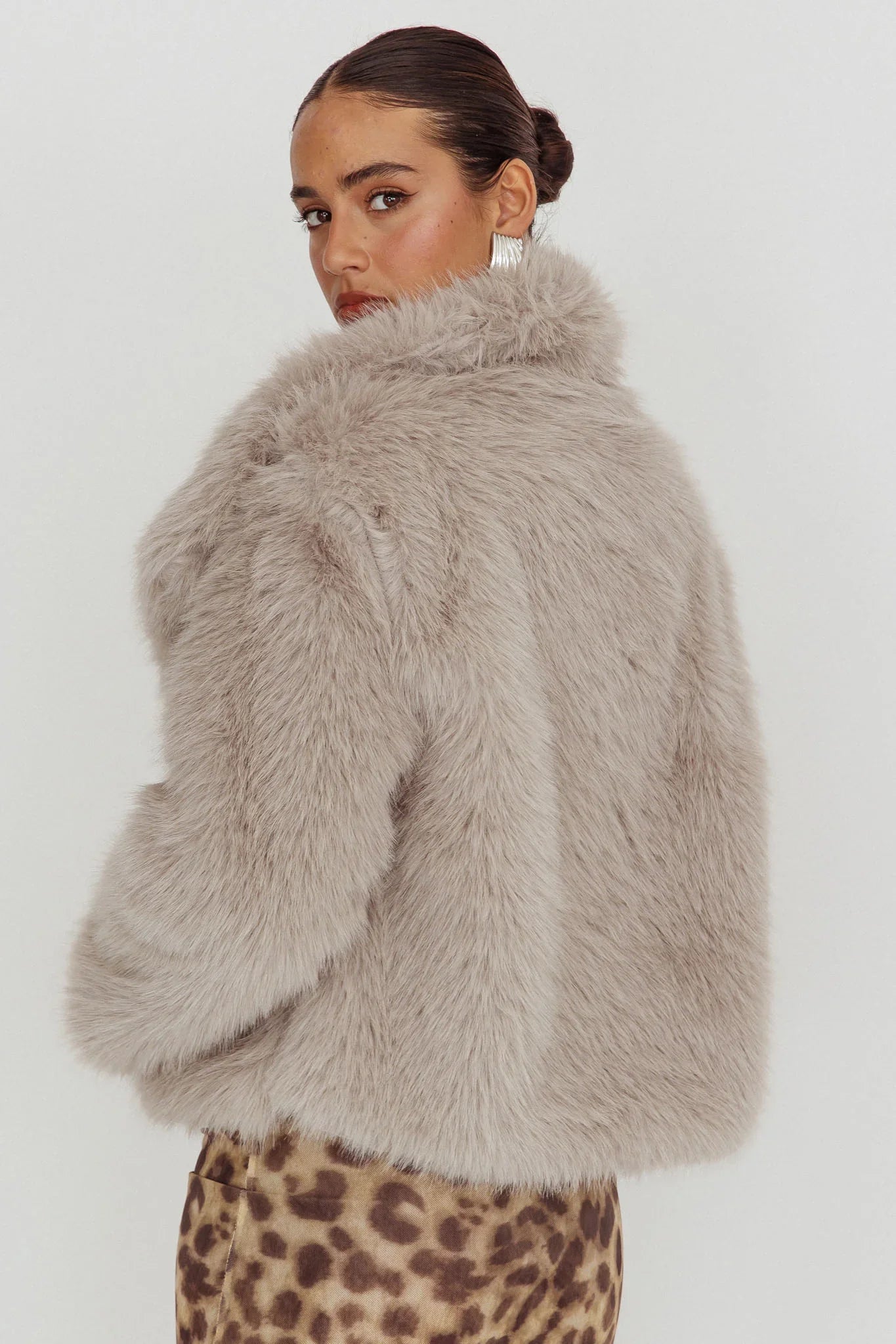Copenhagen Oversized Lapel Fur Jacket Cream