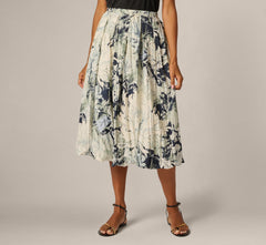 A Line Midi Bubble Skirt In Soft Cloud Vintage Floral
