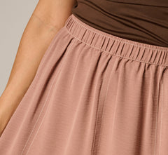 Airflow Topstitch A Line Midi Skirt In Chocolate Malt Cream