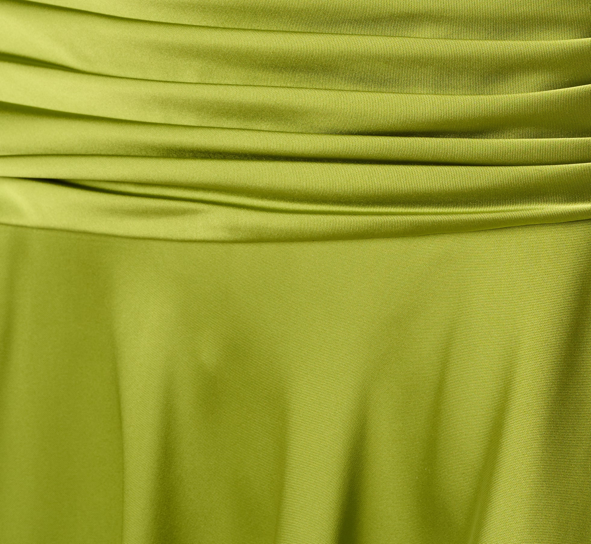 Asymmetrical High Low Stretch Satin Drop Waist Gown In Martini Olive