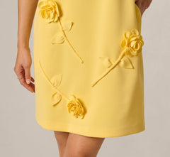 3D Rosette Stretch Short Shift Dress In Warm Sun