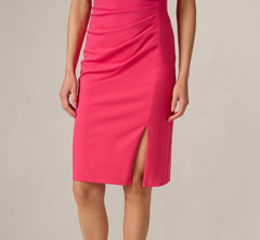 Asymmetrical Stretch Crepe Sheath Dress In Camellia