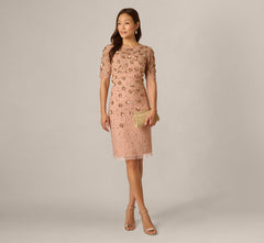Beaded Cocktail Dress In Apricot Ice