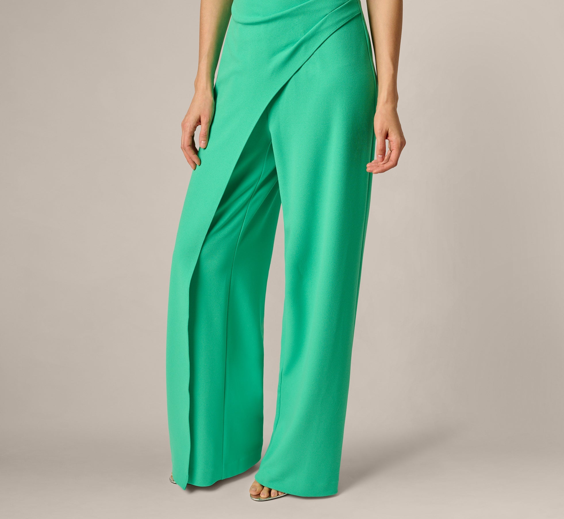 3D Floral Stretch Halter Jumpsuit In Flora Green