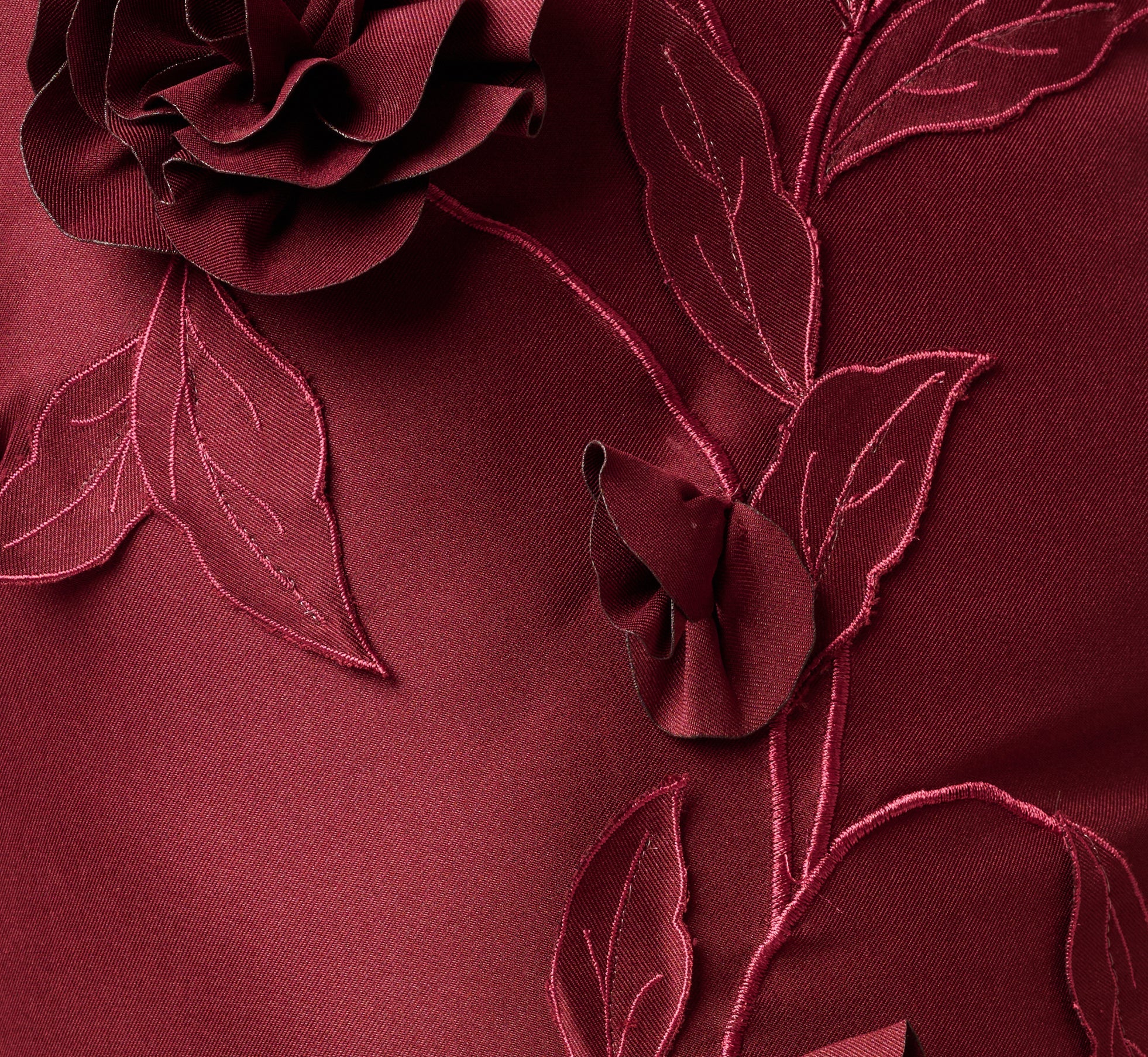 3D Floral Vine Stretch Mikado Mermaid Gown In Mahogany